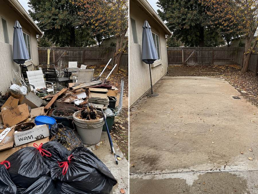 Yard and patio debris removal before and after — Local JunkMan San Diego